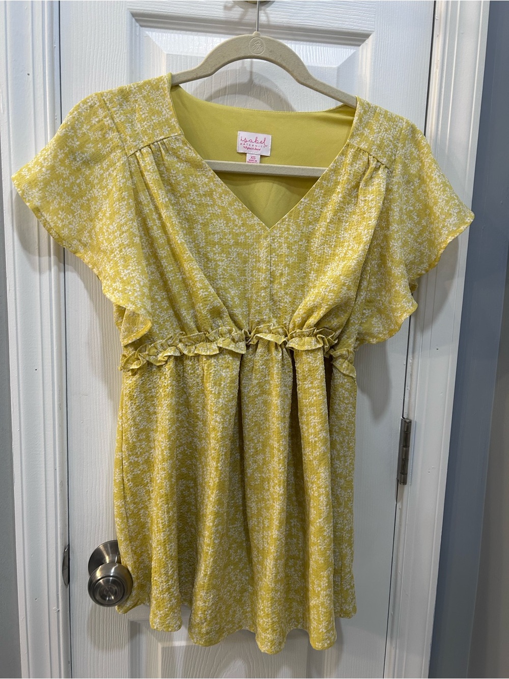 Isabel Maternity by Ingrid & Isabel Yellow Floral Ruffle Empire-Waist Tunic